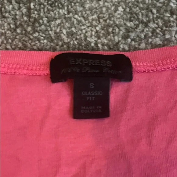 Express Bright Pink V-Neck Short Sleeve Tee - Picture 2 of 2